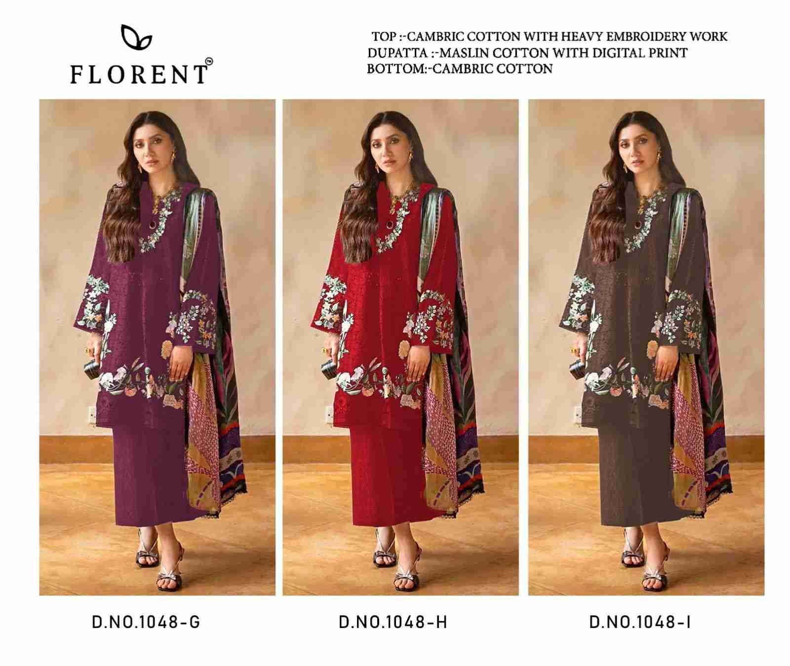 Florent 1048 Colours By Fashid Wholesale 1048-G To 1048-I Series Pakistani Suits Beautiful Fancy Colorful Stylish Party Wear & Occasional Wear Cambric Cotton Embroidery Dresses At Wholesale Price